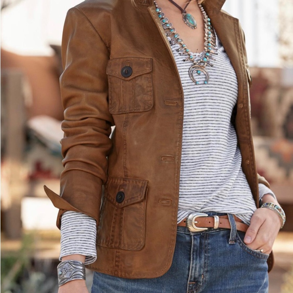 McKenna Leather Blazer. New with tags from Sundance. Brick color.  Gorgeous.